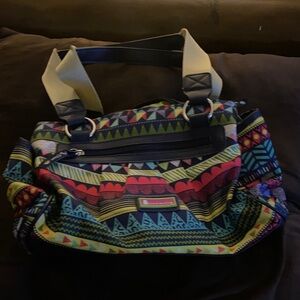 Lily Bloom Multicolor Tribal-Print Tote with Cream Handles